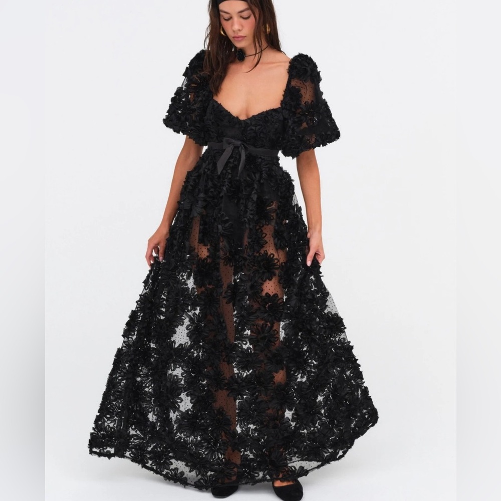 $329 NWT Black For Love & Lemons “Astrid” Maxi Dress Sz M Medium